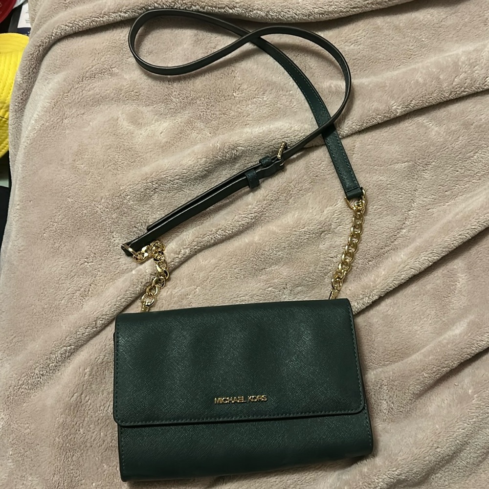 Michael Kors crossover dark green body purse!